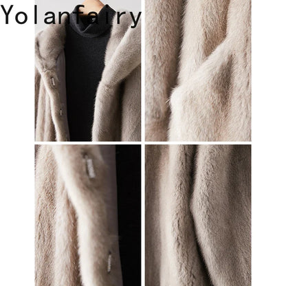 Damen Kapuzenjacke Lang Kunstfell Teddyfell Grau-Beige