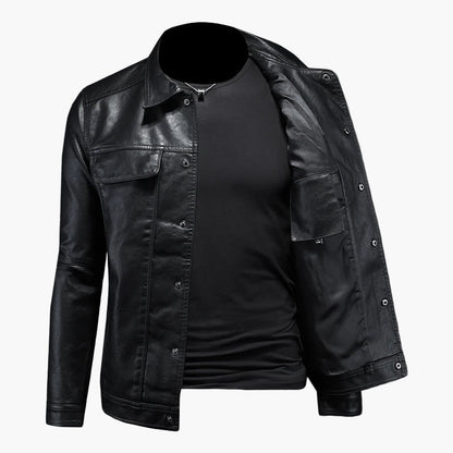 Herren Veganem Lederjacke im modernen Moto-Stil für Freizeit und Alltag