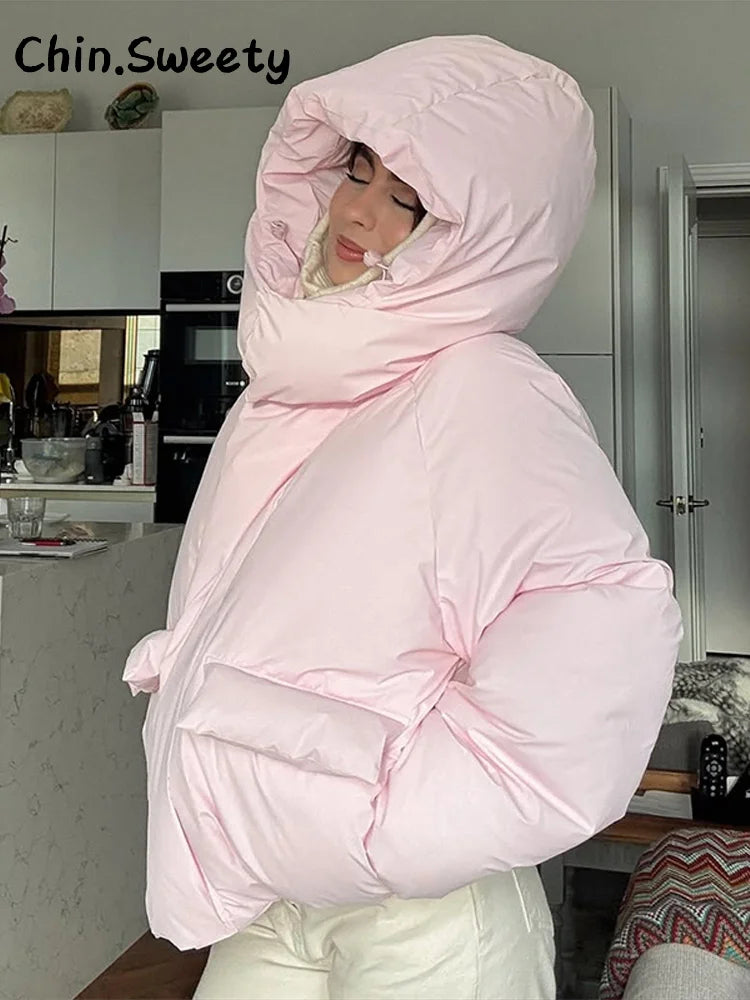 Damen Steppjacke mit Kapuze, kurzer Puffer-Stil, einfarbig, gefüttert