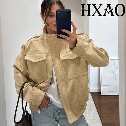 Unisex Bomberjacke mit Stehkragen und aufgesetzten Brusttaschen