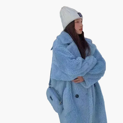 Damen Langer Plüsch Kunstfell Mantel – Modischer Wintermantel für stilvolle Outfits