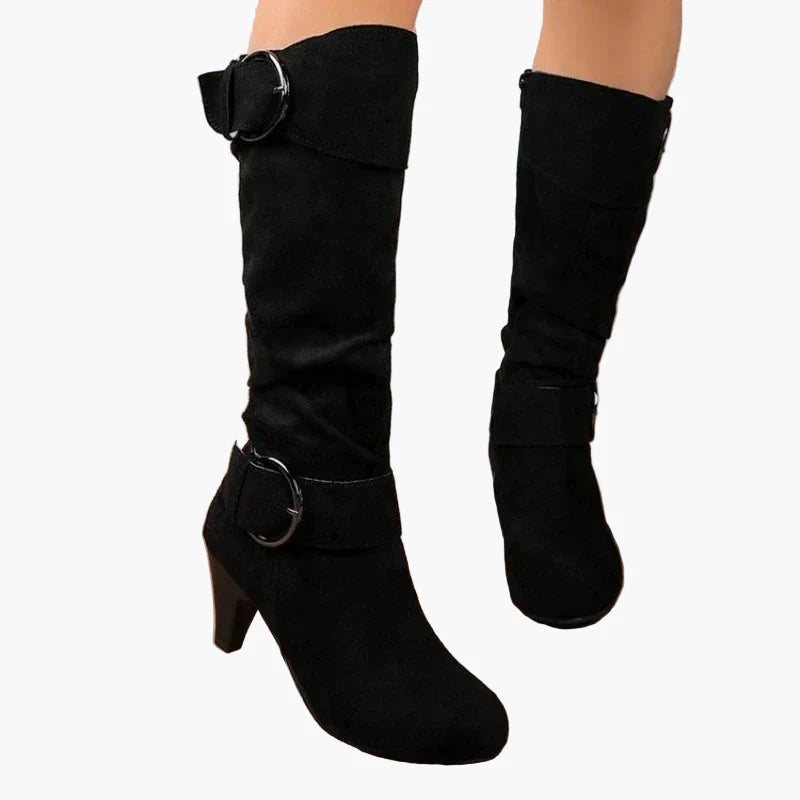 Damen Stiefel mit Absatz und Schnallen – Modische Herbst- und Winterstiefel für Alltag und Freizeit