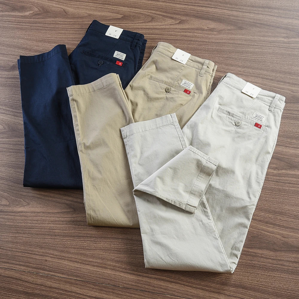 Herren Chino Hose in Dunkelblau, Khaki und Hellbeige, Komfortabler Schnitt