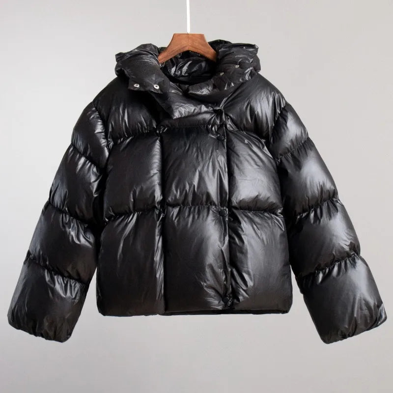 Damen Pufferjacke mit Kapuze – Kurzer Steppmantel