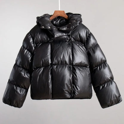 Damen Pufferjacke mit Kapuze – Kurzer Steppmantel