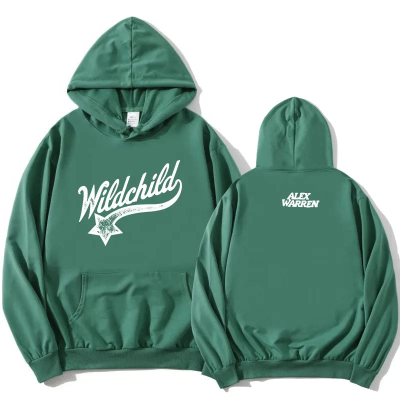 Hoodie mit Kordelzug und Kängurutasche – “Wildchild” Print vorne