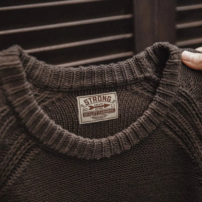 Herren Rundhals Strickpullover Braun Langarm
