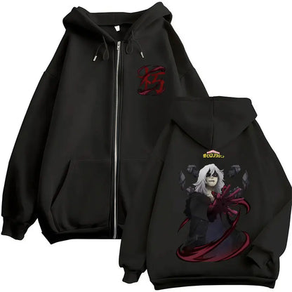 Unisex Reißverschluss Hoodie mit Kordelzug und Motivdruck – Verschiedene Designs