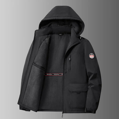 Herren Winterjacke mit Kapuze Gefüttert Khaki