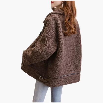 Damen Teddyfell Kurzjacke – Modische Übergangsjacke für Herbst und Winter, lässig und warm