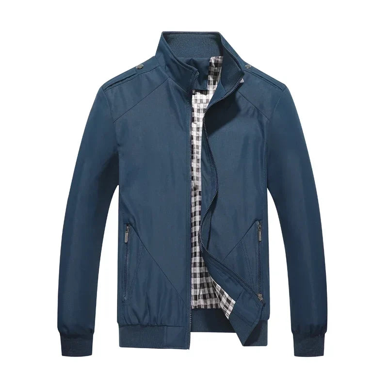 Herren Freizeit Bomberjacke mit Stehkragen und Reißverschluss, Windbreaker Übergangsjacke