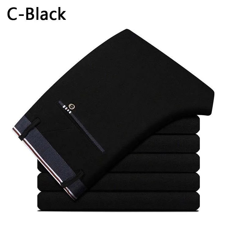 Herren Stretch Businesshose Schwarz Slim Fit Anzughose