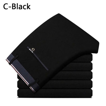 Herren Stretch Businesshose Schwarz Slim Fit Anzughose