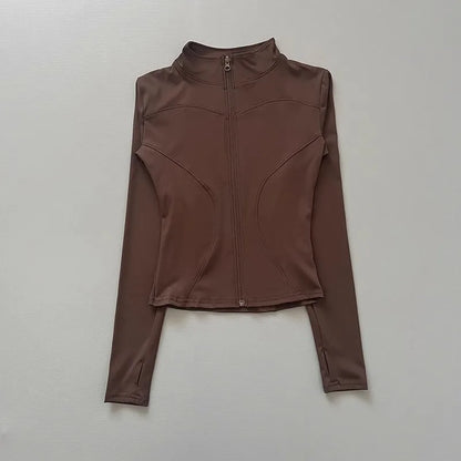 Damen Sportjacke mit Stehkragen & Reißverschluss, Langarm, schmale Passform