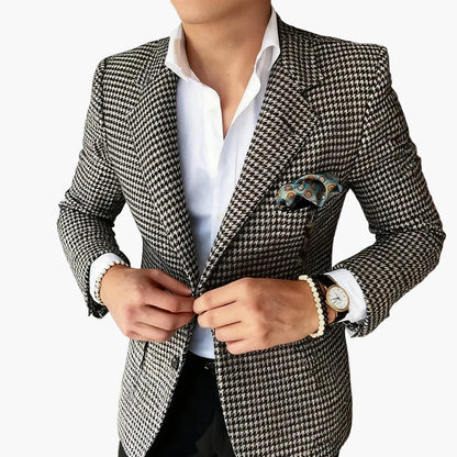 Herren Hahnentritt Sakko – Eleganter Business & Freizeit Blazer im Retro-Stil