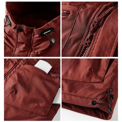 Herren Winterjacke mit Kapuze Fleece-Futter Militärgrün