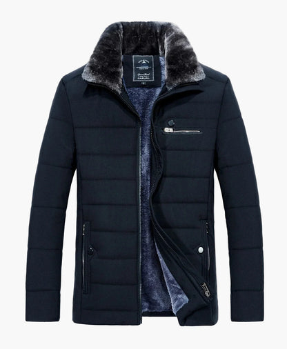 Herren Winter Steppjacke mit Kunstfellkragen – Eleganter Casual-Stil für kalte Tage