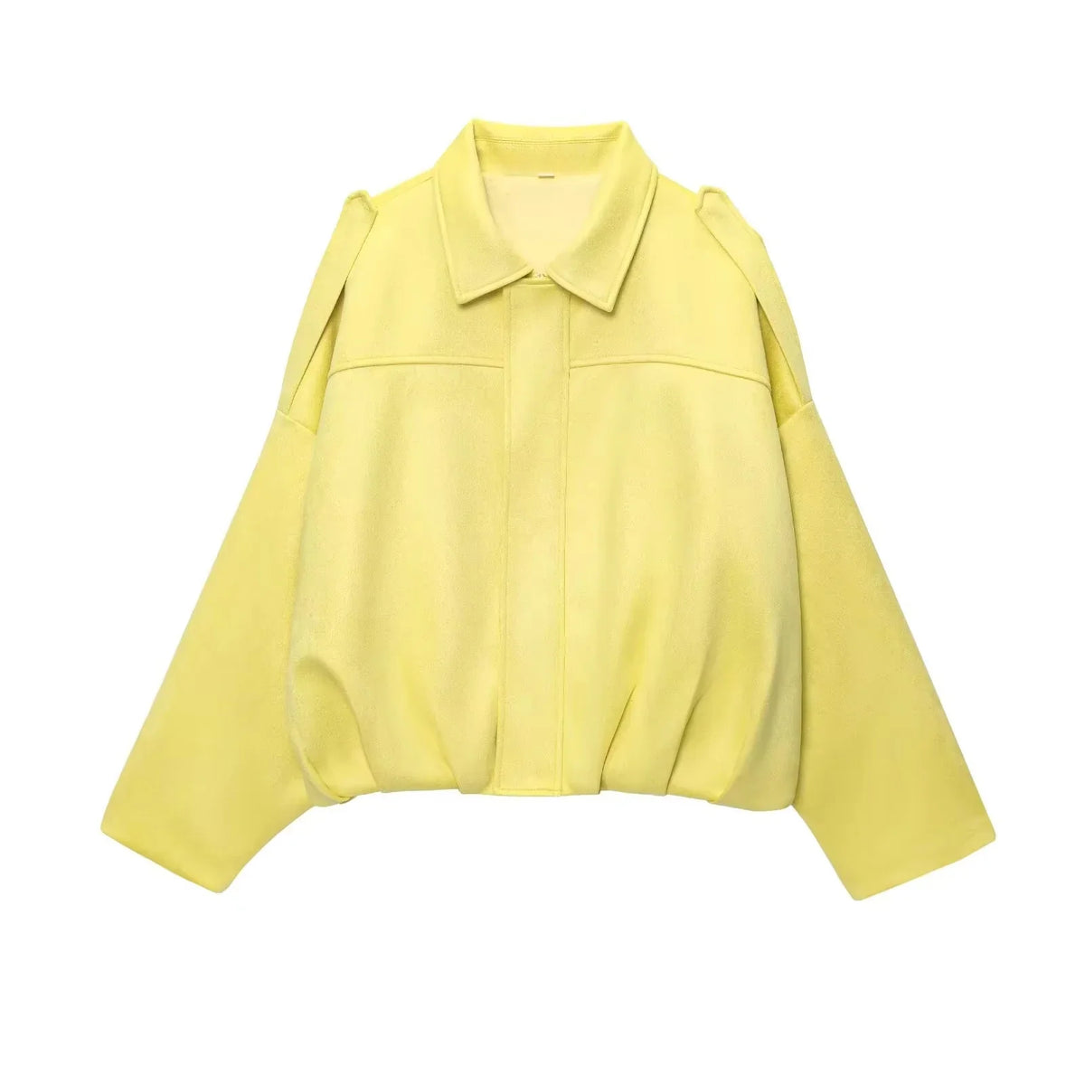 Damen Kurzjacke Oversize Cropped mit Kragen Braun