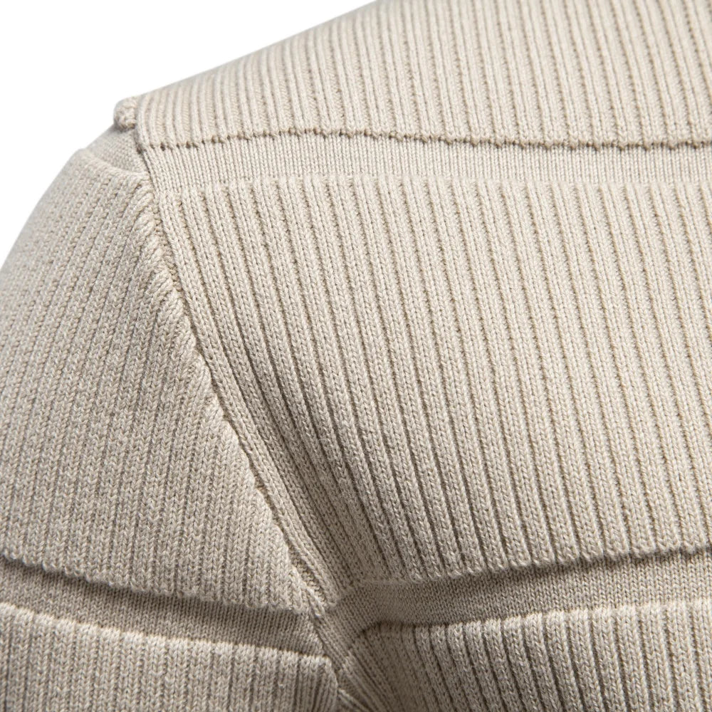 Herren Rippstrick Pullover Rundhals mit Strukturstreifen