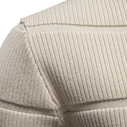 Herren Rippstrick Pullover Rundhals mit Strukturstreifen