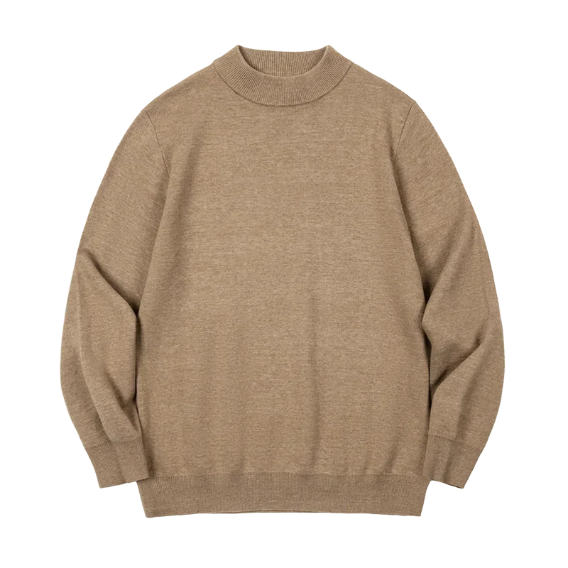 Herren Mock-Neck Pullover Uni-Farben Strickpullover Basic