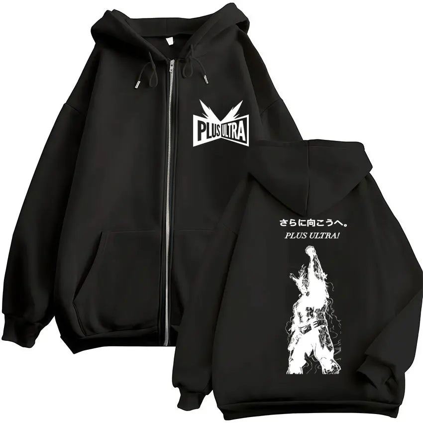 Unisex Reißverschluss Hoodie mit Kordelzug und Motivdruck – Verschiedene Designs