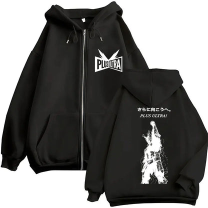Unisex Reißverschluss Hoodie mit Kordelzug und Motivdruck – Verschiedene Designs