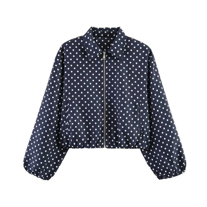 Damen Cropped Jacke Reißverschluss Stehkragen Langarm