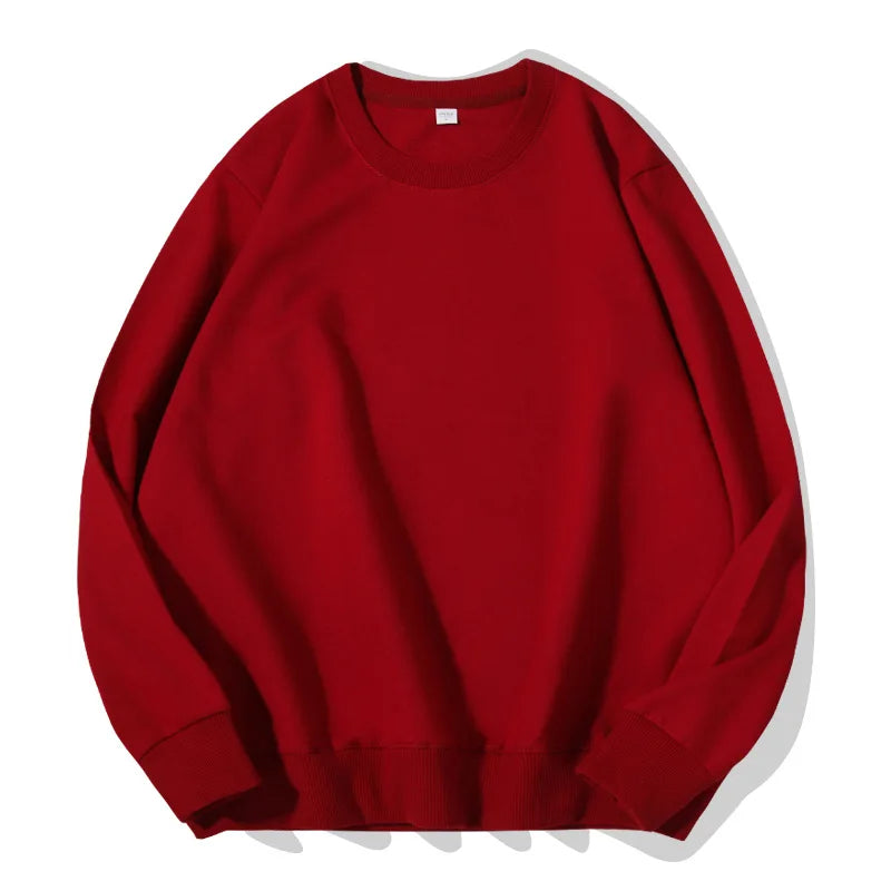 Unisex Langarm Sweatshirt Rundhalsausschnitt Freizeit Pullover Einfarbig