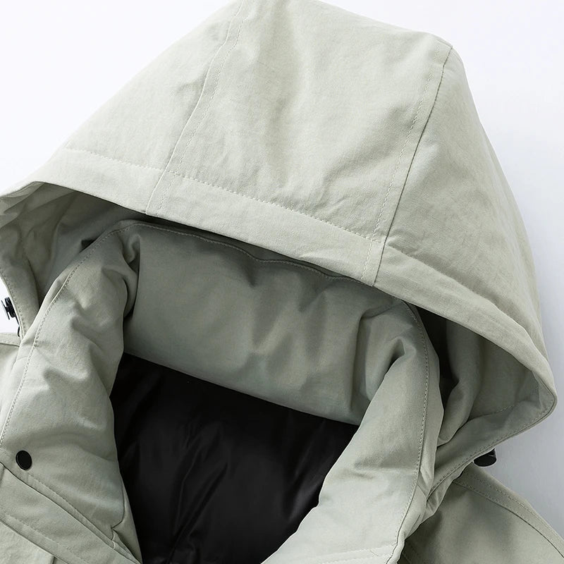Herren Wintermantel Parka Lang Kapuze Schwarz Grün Grau Übergröße
