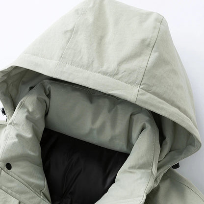 Herren Wintermantel Parka Lang Kapuze Schwarz Grün Grau Übergröße