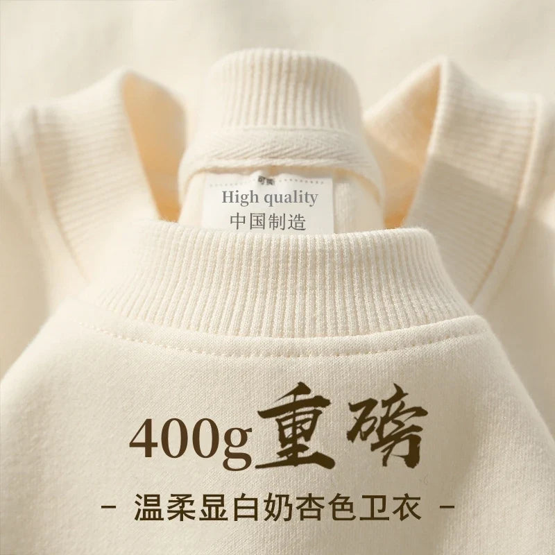 Unisex Langarm Sweatshirt Pullover mit Rundhalsausschnitt warm gefüttert