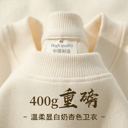 Unisex Langarm Sweatshirt Pullover mit Rundhalsausschnitt warm gefüttert