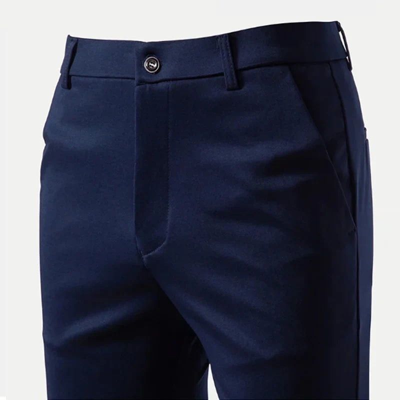 Herren Stoffhose Slim Fit mit Knopfverschluss und Gürtelschlaufen