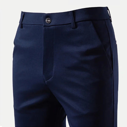 Herren Stoffhose Slim Fit mit Knopfverschluss und Gürtelschlaufen