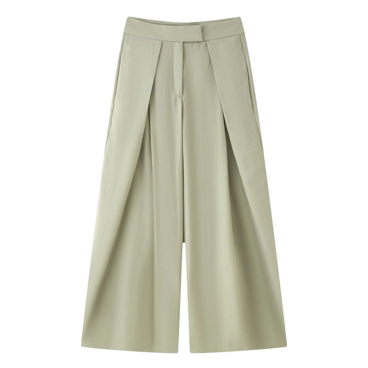 Damen Weite Culotte Hose mit Falten Kurz Weites Bein