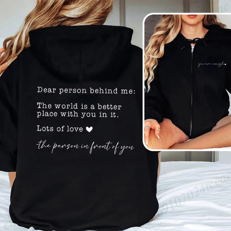 Damen Hoodie mit Spruch Kapuzenpullover Rücken- und Frontdruck
