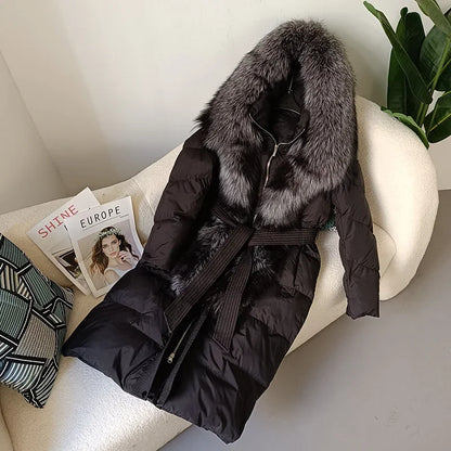 Damen Winter Steppmantel mit Kapuze und Kunstfellbesatz