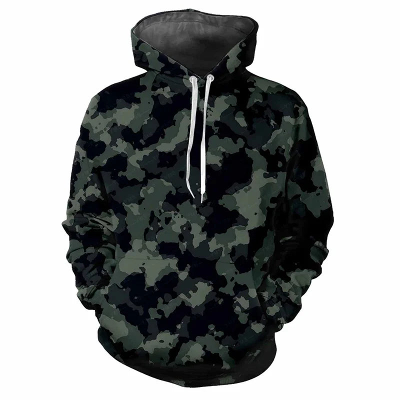 Hoodie Camouflage-Muster Grün Kängurutasche Kapuzenpullover