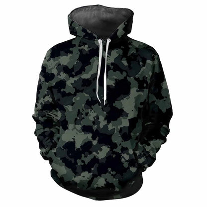 Hoodie Camouflage-Muster Grün Kängurutasche Kapuzenpullover