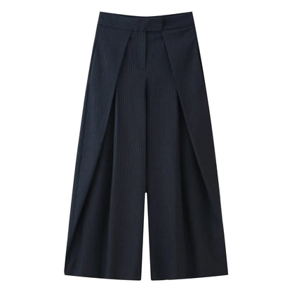 Damen Weite Culotte Hose mit Falten Kurz Weites Bein