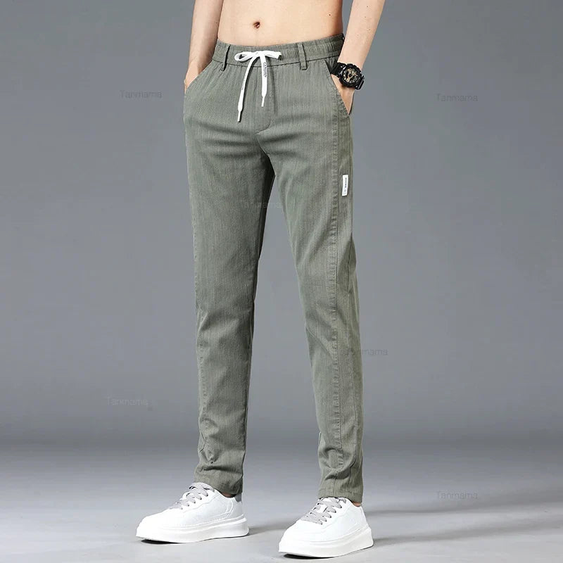 Herren Freizeithose Elastischer Bund Kordelzug Hellblau