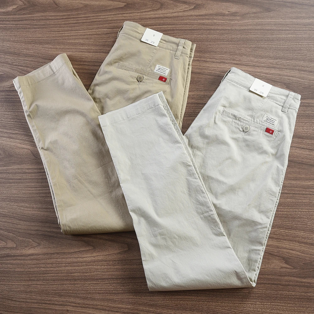 Herren Chino Hose in Dunkelblau, Khaki und Hellbeige, Komfortabler Schnitt