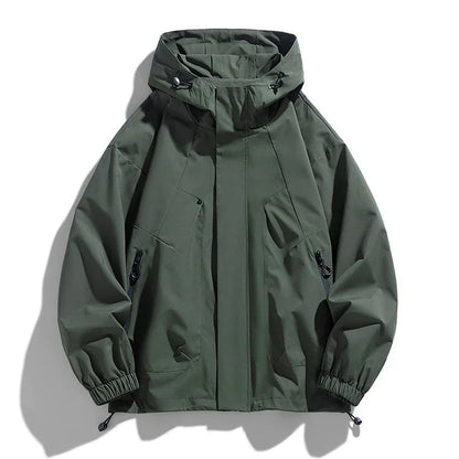Unisex Kapuzenjacke mit Reißverschlüssen und Kordelzug, Casual Übergangsjacke