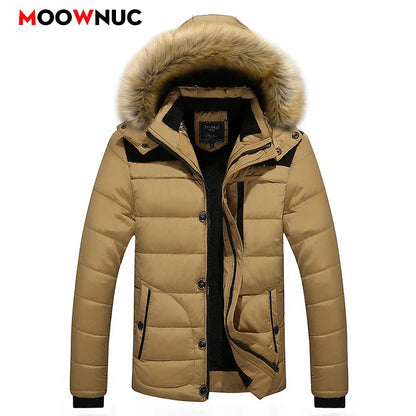 Herren Winter Steppjacke mit Fellkapuze gepolstert