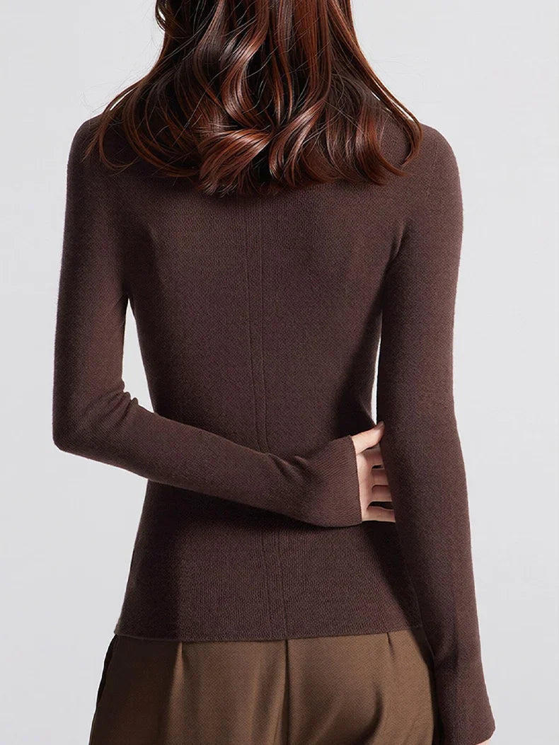 Damen Langarmshirt Rundhals Basic Slim Fit Pullover Gerippt