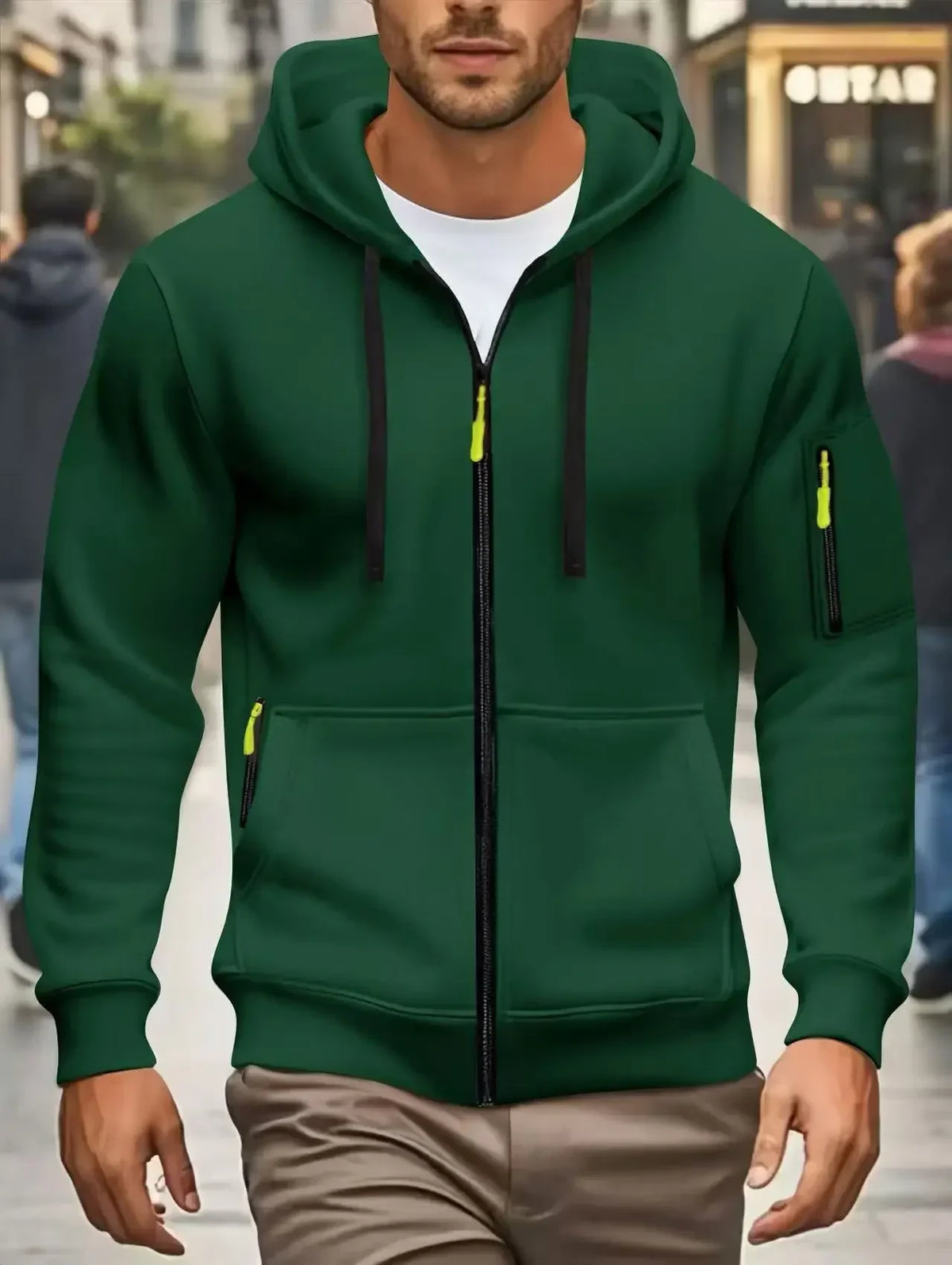 Herren Kapuzenjacke mit Reißverschluss und Kontrastdetails