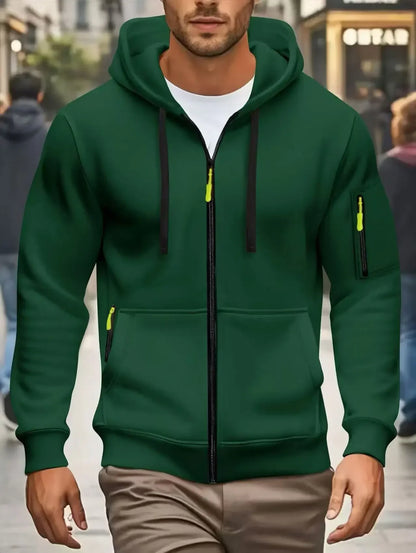 Herren Kapuzenjacke mit Reißverschluss und Kontrastdetails