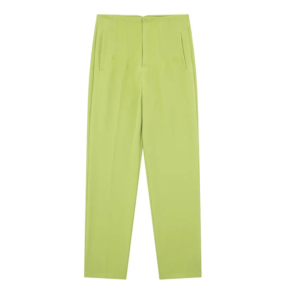 Damen Chinohose High Waist Gerade Beine Elegante Stoffhose Freizeithose