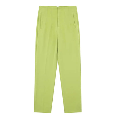 Damen Chinohose High Waist Gerade Beine Elegante Stoffhose Freizeithose